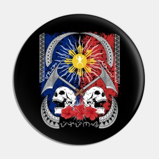 Philippine Flag Sun / Headhunter / Baybayin word Pilipinas-Magiting-Sanghaya (Philippines-Heroic-Dignity) Pin