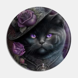 Gothic Black British Shorthair Cat Pin