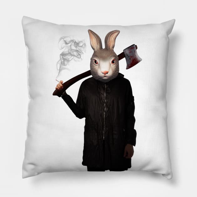 Evil Rabbit Pillow by valentinahramov