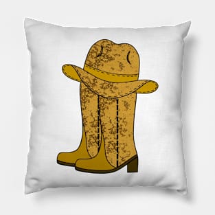 BROWN Cowboy Boots Cowboy Hat - Western Art Pillow