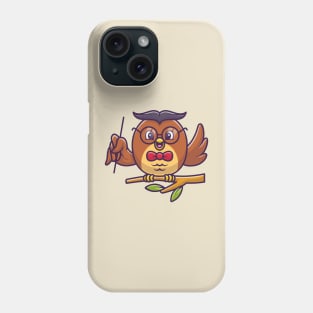 Cute Owl Teaching With Pointer On Tree Phone Case