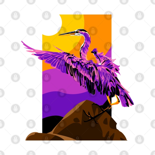 Purple Heron Bird by RJWLTG