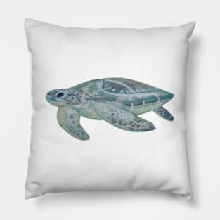 Watercolor Swimming Sea Turtle Pillow