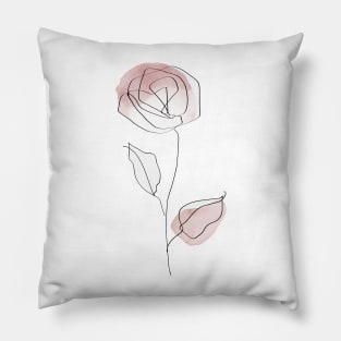 One Line Rose Botanical Abstract Pillow