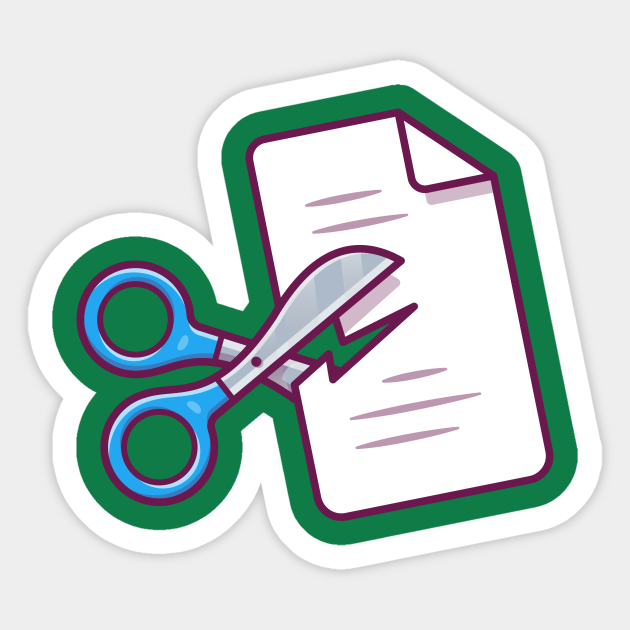 Scissor Cutting Paper Cartoon - Scissors - Sticker | TeePublic Scissor Cutting Paper Cartoon - Scissors - Sticker | TeePublic