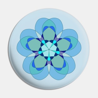 Geometric Blue Snowflake Pin