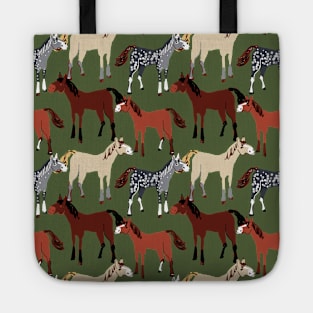 Horse pattern green Tote