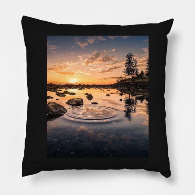 Calm lake landscape Pillow by IOANNISSKEVAS