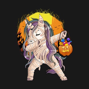 Dabbing Mummy Unicorn Halloween T-Shirt