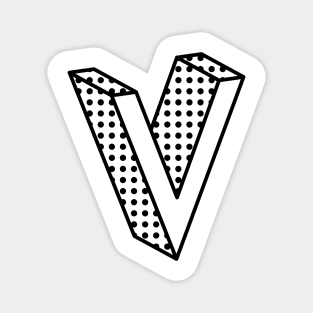 3D Ben Day Dot Isometric Letter V Magnet