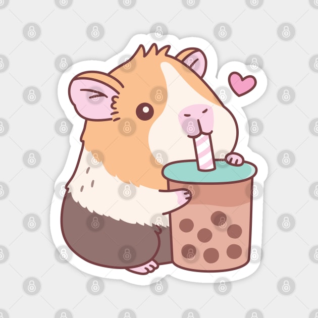 Cute Guinea Pig Loves Drinking Bubble Tea Magnet by rustydoodle