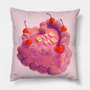 Bite Me! Sassy heart shaped cake art Pillow