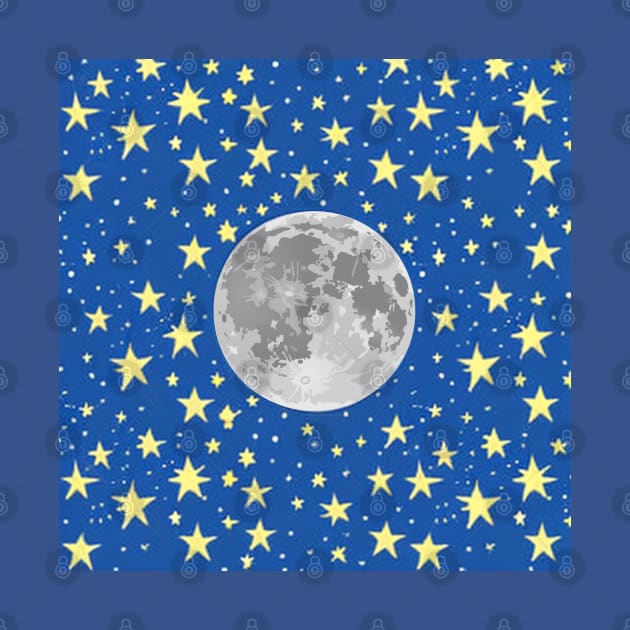 Doodle Stars with Full Moon (MD23KD005) by Maikell Designs