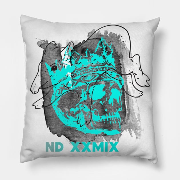 Skull King abstract collage Pillow by NJORDUR