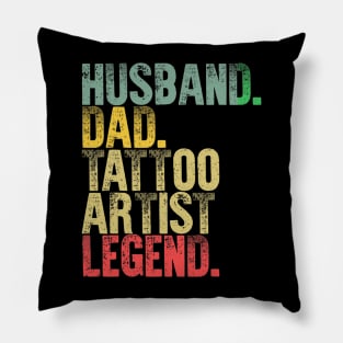 Funny Vintage Husband Dad Tattoo Artist Legend Retro Pillow