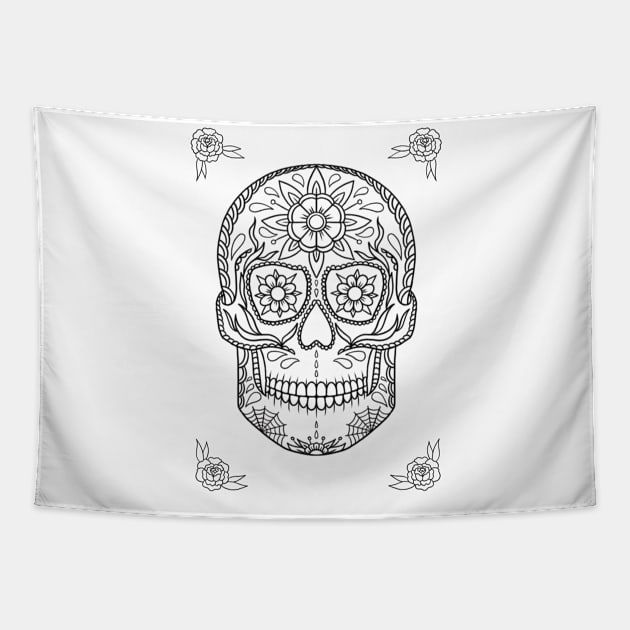 HomeSchoolTattoo SugarSkull Tapestry by HomeSchoolTattoo