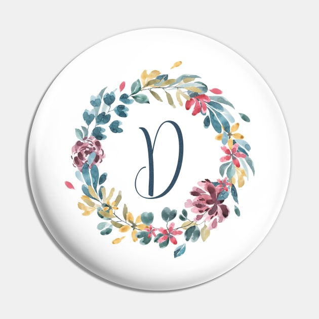 Floral Monogram D Colorful Full Blooms Pin by floralmonogram