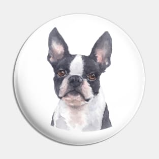 Boston Terrier Watercolor Art Pin