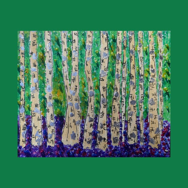 Silver Birch Trees in a Bluebell wood by Casimirasquirkyart