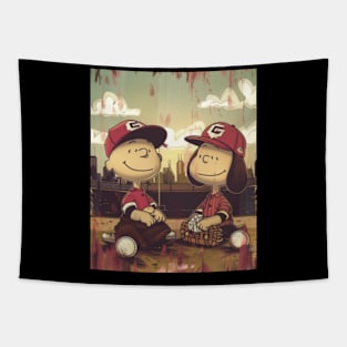 Snoopy Vs Arizona Diamondbacks Ball Bounce Tapestry