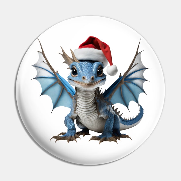 Cute Blue Baby Dragon for Christmas Pin by Cuteopia Gallery