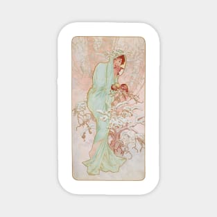 Four Seasons by Mucha, Winter Magnet