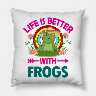 Life Is Better With Frogs Pillow