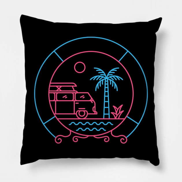 Summer Caravan Pillow by VEKTORKITA