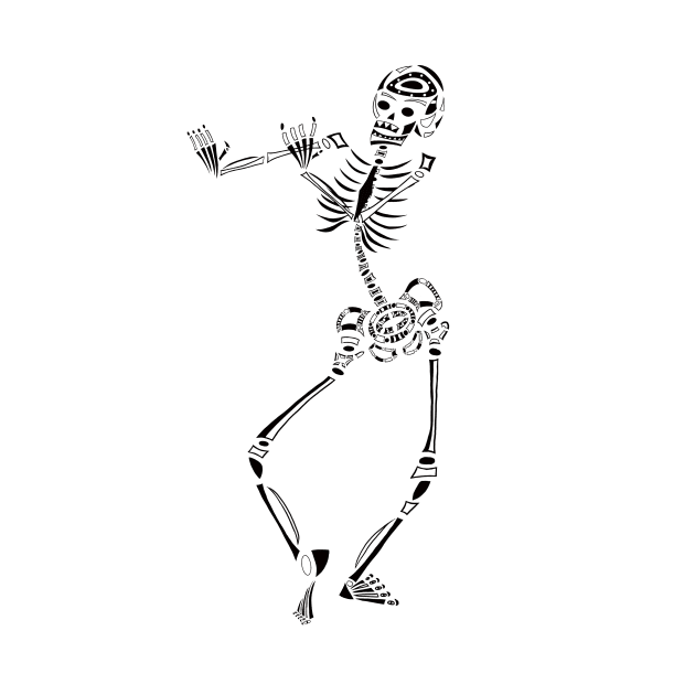 Black and White Dancing Skeleton by JakoRila