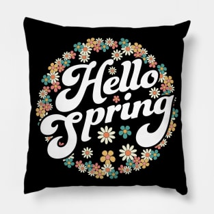 Hello Spring Trendy Easter Daisy Flower Cute Floral Pattern Pillow