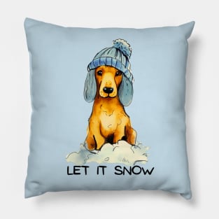 LET IT SNOW - Dachshund Pillow