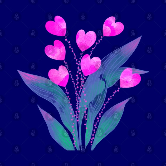 Love pink heart flower plant on coloured background by iulistration