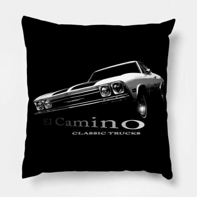 1968 El Camino, Chevrolet, black shirt Pillow by hottehue