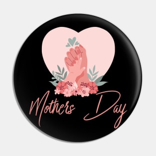 happy mothers day love heart with hand and flowers Pin