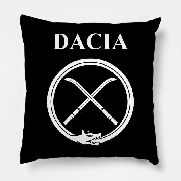 Ancient Dacia Dacian Draco and Falx Symbol Pillow by AgemaApparel