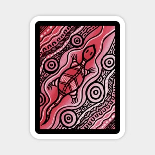 Aboriginal Art - Lizard Red Magnet