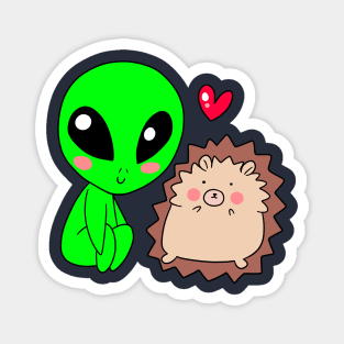 Alien Loves Hedgehog Magnet