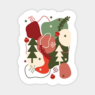 Retro Christmas Tree Abstract Aesthetic Pattern Magnet