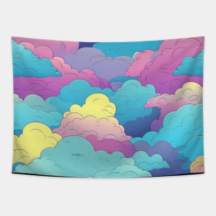 Dreamy Skies: Pastel Cloudscape Pattern Tapestry