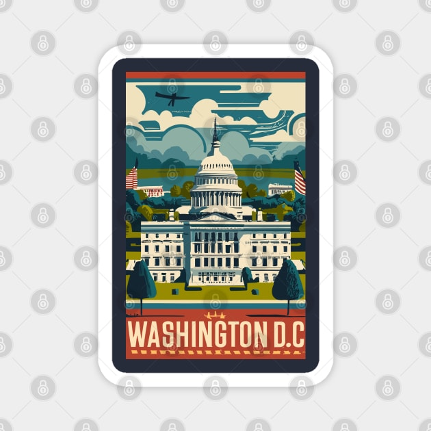 A Vintage Travel Art of Washington DC - US Magnet by goodoldvintage