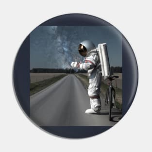 Astronaut With Bicycle On Road Pin