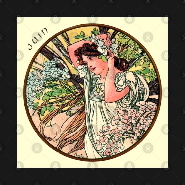 Art Nouveau June Calendar Alphonse Mucha by JoolyA