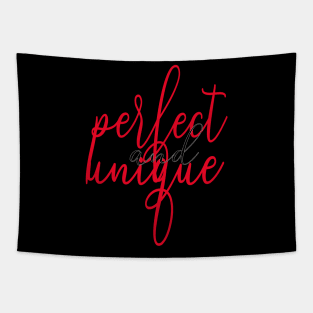 perfect and unique - perfekt und einzigartig rot schwarz Handschrift Tapestry