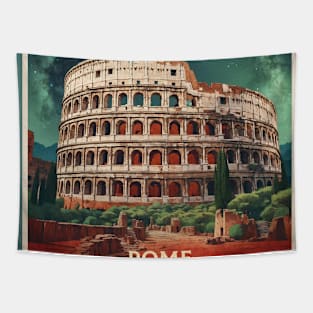 Rome Italy Colosseum Starry Night Vintage Tourism Travel Poster Tapestry