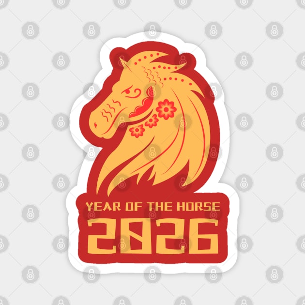 2026 Year of the Horse - Lunar New Year Magnet by Creatifly Graphic Tees