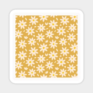 Yellow Pastel Floral Daisy Flowers Pattern Magnet