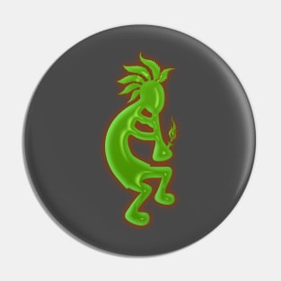 Kokopelli 420, Green Bubble, Red Glow Pin