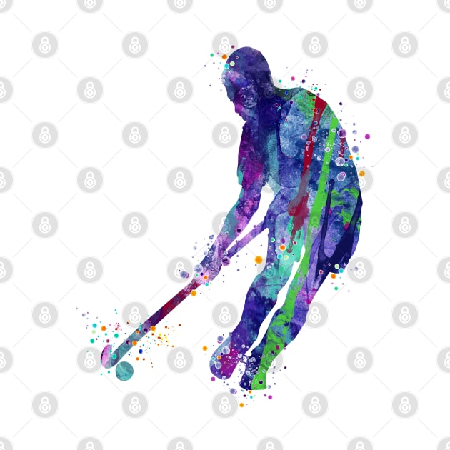 Field Hockey Player Watercolor by LotusGifts