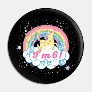 6Th Birthday Cute Girls Rainbow Unicorn Party Pin