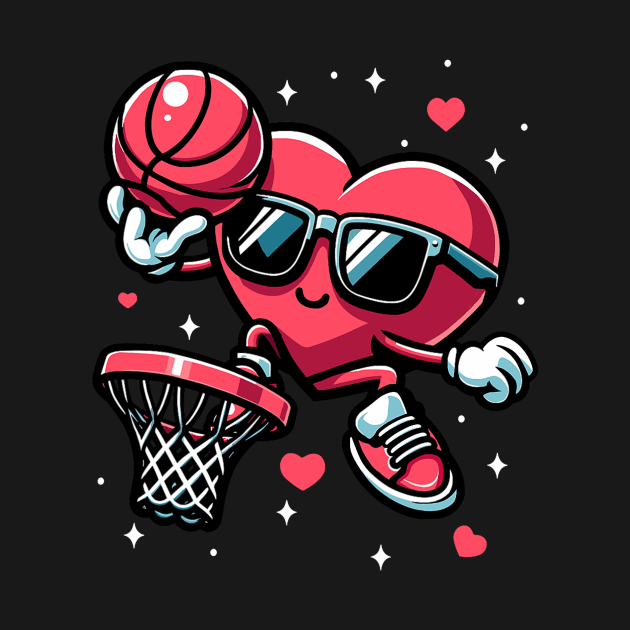 Funny Valentines Day Heart Basketball Player by everetto